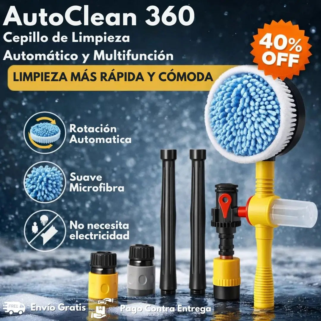 AutoClean 360®️: Cepillo Giratorio con Dispensador de Jabón para una Limpieza Fácil y Segura