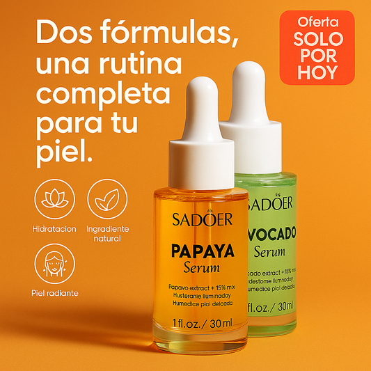 Combo Sérum Sadoer Aguacate + Papaya 🌿 — Hidratación, luminosidad y suavidad