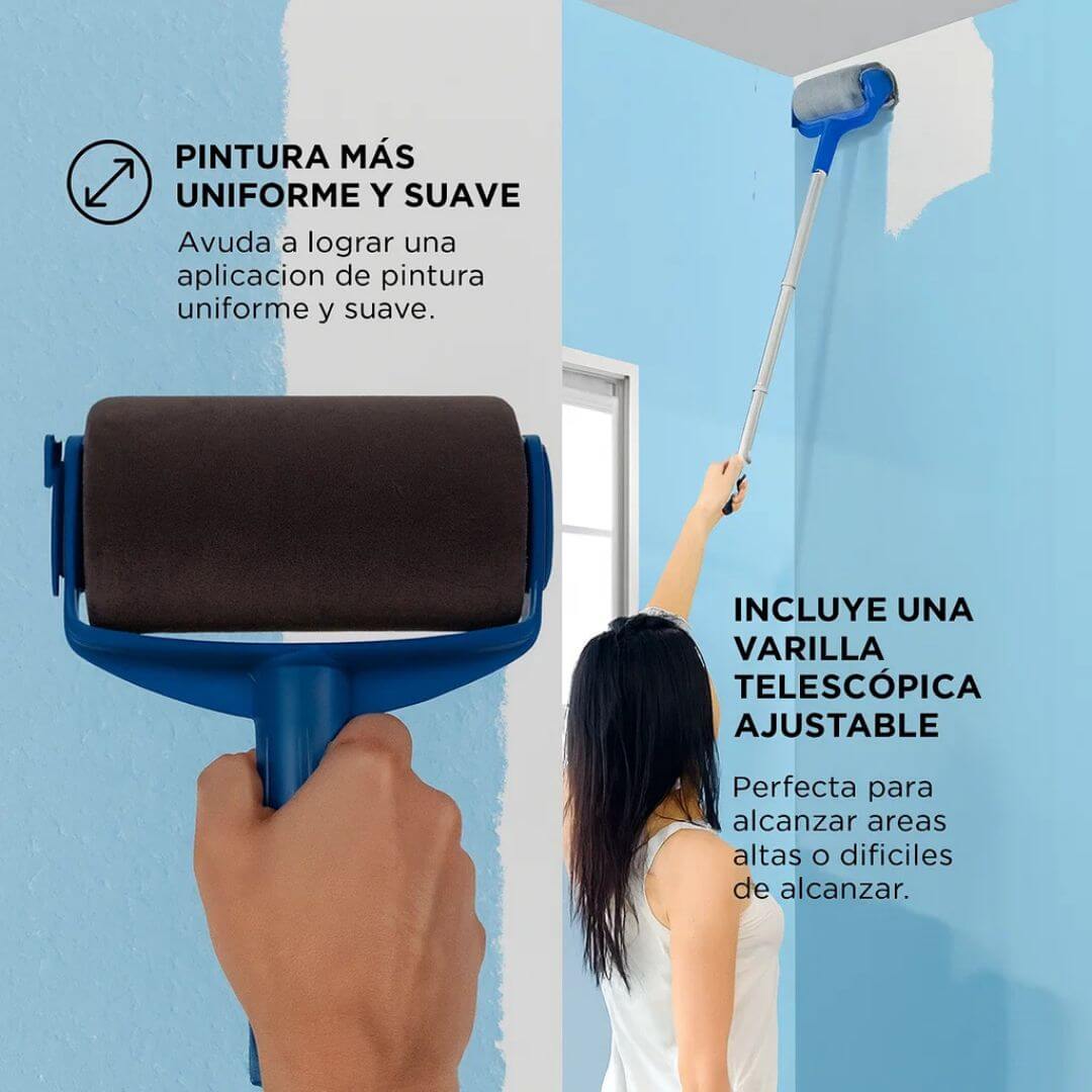 KIT 6 piezas Rodillo Antiderrame®️: Pinta Tu Casa Sin Salpicaduras y en Tiempo Récord