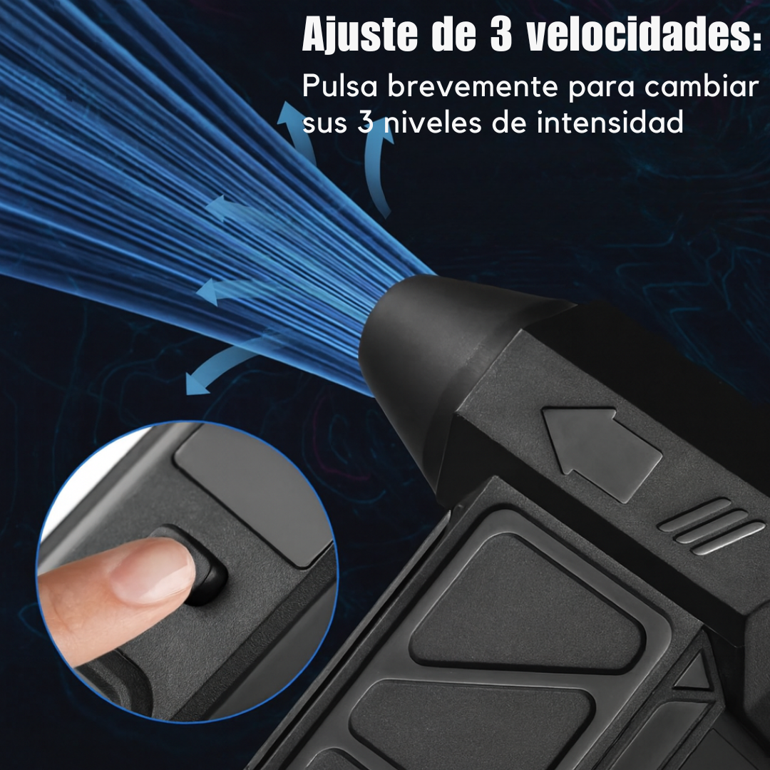 AirMax Turbo®️: Potente, portátil y sin cables. Perfecto para eliminar polvo y suciedad en segundos.