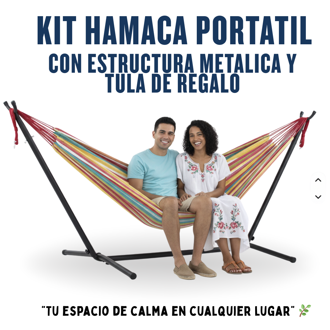 HAMACA PORTATIL AUREA®  + SOPORTE METALICO Y TULA DE REGALO 🎁