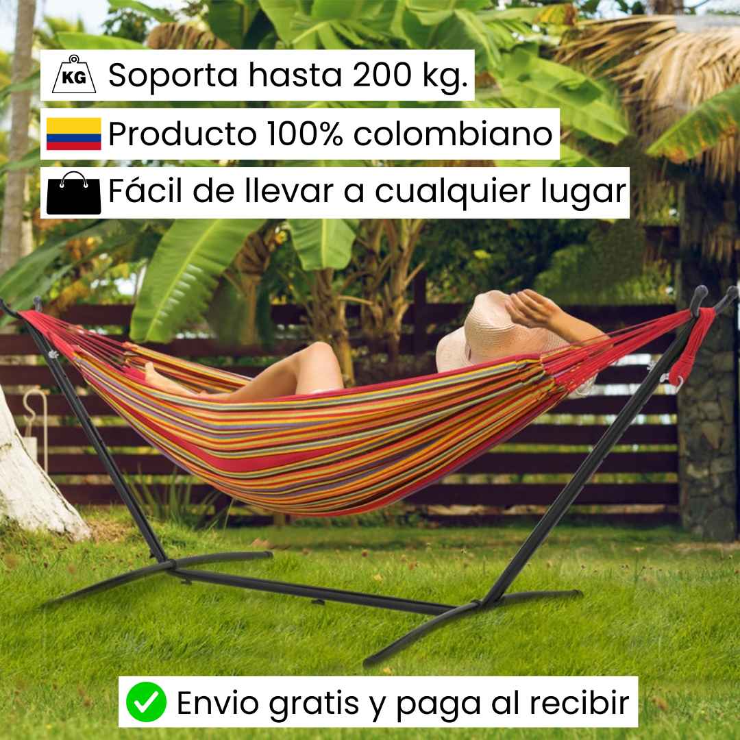 HAMACA PORTATIL AUREA®  + SOPORTE METALICO Y TULA DE REGALO 🎁