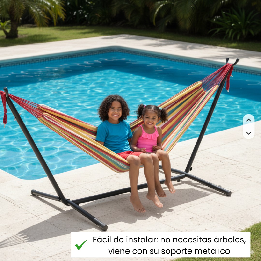 HAMACA PORTATIL AUREA®  + SOPORTE METALICO Y TULA DE REGALO 🎁