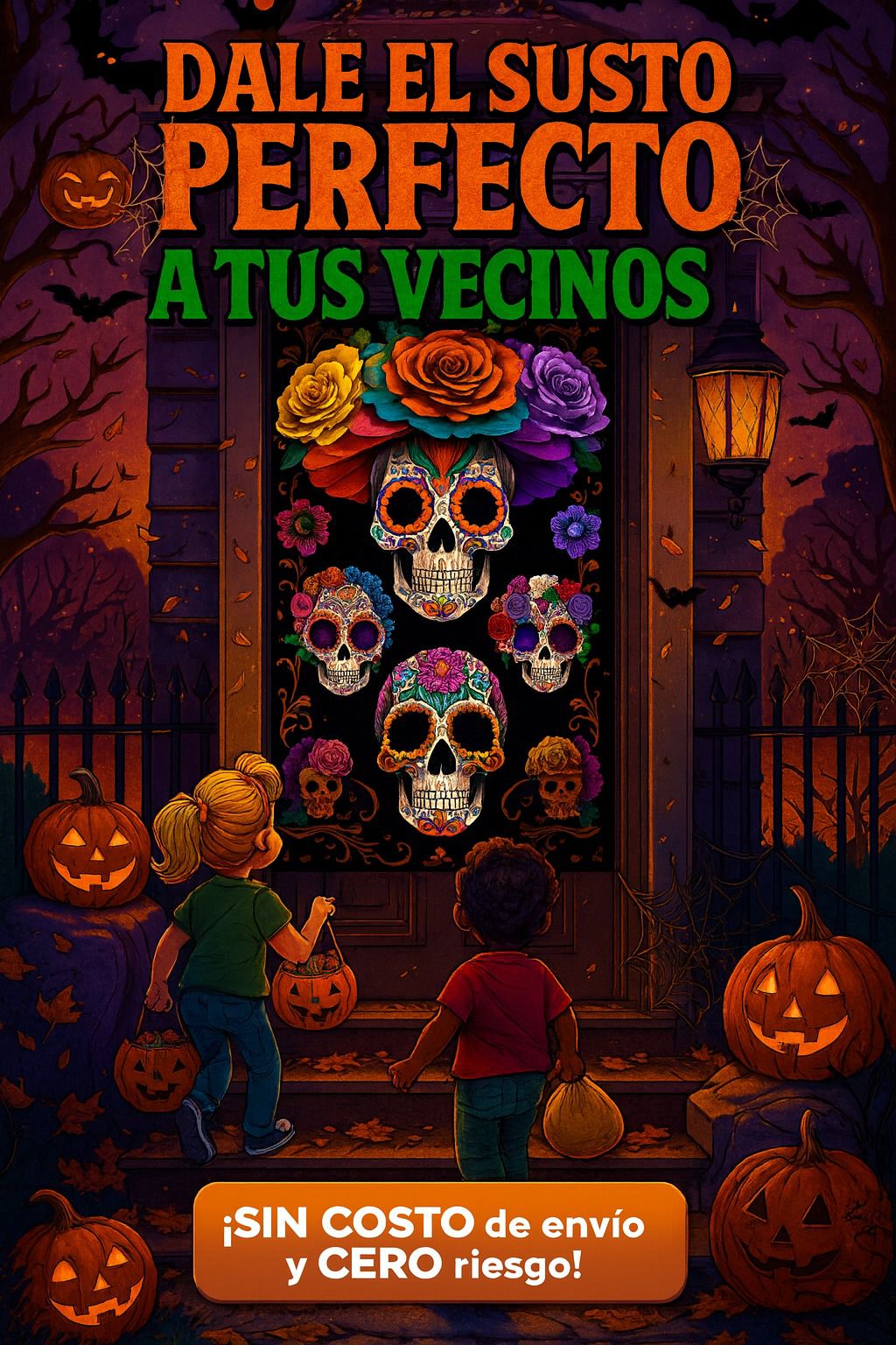 Funda Mágica de Halloween Para Puertas - Transformación Instantánea y Aterradora