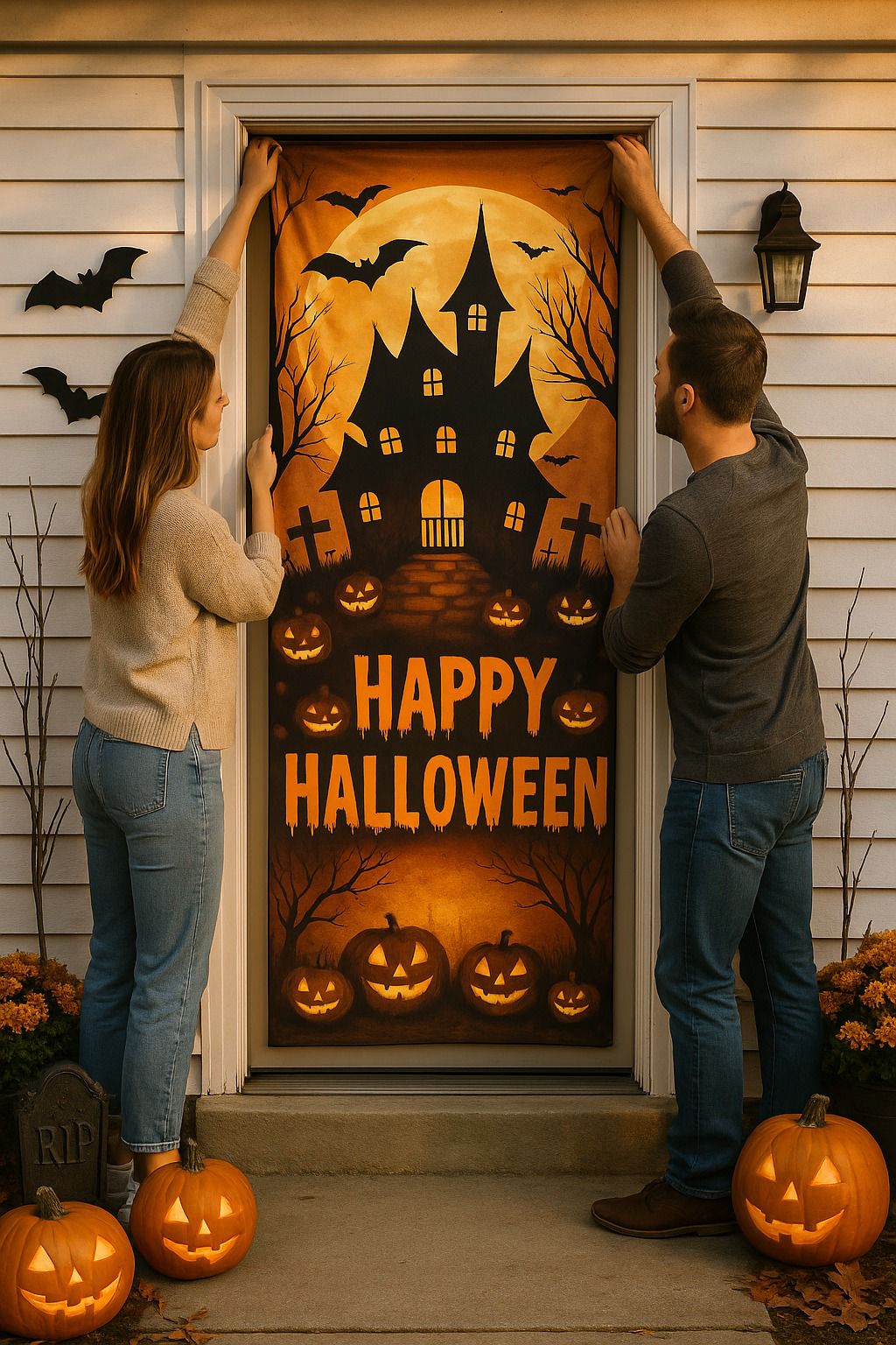 Funda Mágica de Halloween Para Puertas - Transformación Instantánea y Aterradora