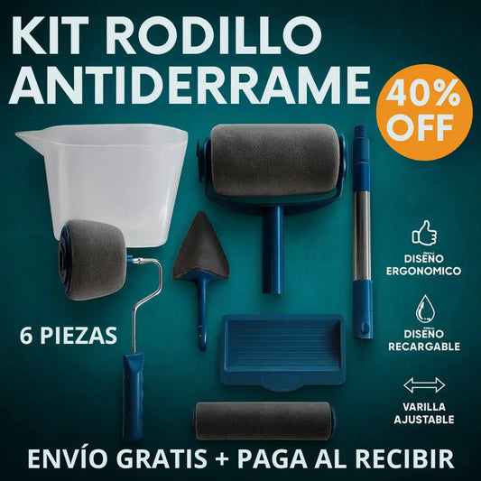 KIT 6 piezas Rodillo Antiderrame®️: Pinta Tu Casa Sin Salpicaduras y en Tiempo Récord
